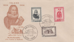 Enveloppe  FDC  1er  Jour   ISLANDE   Evêché  De  SKALHOLT   1956 - FDC