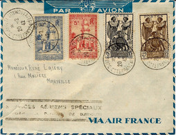 1942- Enveloppe De DJIBOUTI  Pour Marseille  + " Services Aériens Spéciaux / Pendant Le Blocus De Djibouti " - Covers & Documents
