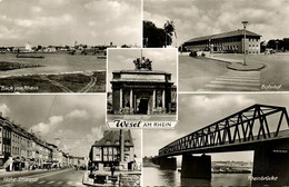 WESEL Am Rhein, Hohe Strasse, Bahnhof, Rheinbrücke, Mehrbildkarte (1961) AK - Wesel