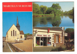 E1062 - MARCILLY SUR EURE - Multivues - Eglise - Bords De L'eure - BAR TABAC PRESSE - Cliché J- Alix - Marcilly-sur-Eure