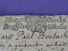 1691 Généralité De PARIS Papier Timbré N°203 "MOYEN PAPIER_ DEUX SOLS  LA FEUILLE" - Algemene Zegels