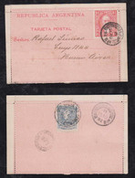 Argentina 1892 Uprated Lettercard Stationery 1 ½ C Used BOLSA DE COMERCIO Postmark Locl Use - Lettres & Documents