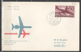 Liechtenstein 1960 - Posta Aerea 50 R. Su Busta Primo Volo Caravelle Zurigo-Londra          (g7122) - Altri & Non Classificati