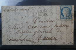 C FRANCE LETTRE BALLON MONTé RARE 13 JANVIER 1871 PARIS POUR ROUEN  + LE VAUCANSON + TEMOIGNAGE GUERRE +SIGNé - War 1870