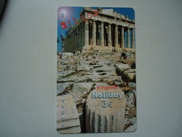 GREECE  USED PREPAID CARDS  MONUMENTS LADSCAPES ACROPOLIS - Paysages