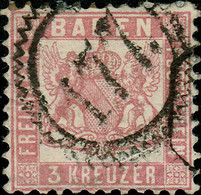 ALLEMAGNE / GERMANY / BADEN Ca.1862 "177" (Karlsruhe Stadpost) Sondertype Mit Zackenkranz /Mi.18 - Usados