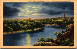 Alabama Montgomery Scene On Alabama River By Moonlight 1945 Curteich - Montgomery