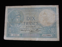 10 Dix Francs Minerve Type 1915 Modifié  2=11=1939   **** EN ACHAT IMMEDIAT **** - 10 F 1916-1942 ''Minerve''