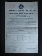 VP ASSURANCE 26/10/1934 (V2030) ASSURANCE DAS (2 Vues) La Défense Automobile Et Sportive - Bank & Versicherung