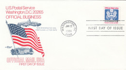 Sc#O144, 'F' (29c) Official Stamp FDC 22 January 1991, US Flag Capitol White House, First Day Of Issue Cover - 1991-2000