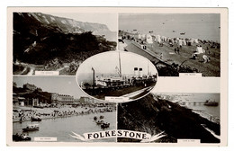 Ref BB 1450  - 1911 Real Photo Multiview Postcard - S.S. Onward - Leas & Pier - Folkestone Kent - Folkestone