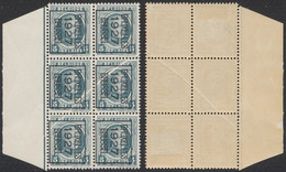 Houyoux - N°193 En Bloc De 6** Avec 2 TP* + Typos "Bruxelles 1927 Brussel" Et Grand Pli Accordéon Traversant Le Bloc - Typos 1922-31 (Houyoux)