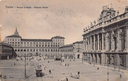 02282 "TORINO - PIAZZA CASTELLO - PALAZZO REALE" ANIMATA, TRAMWAY.  CART SPED 1911 - Orte & Plätze