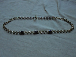 Vintage - Bijou Fantaisie - Collier Mi-long Chaine Dorée 3 Perles Années 70/80 - Halsketten