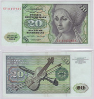 T140975 Banknote 20 DM Deutsche Mark Ro. 271b Schein 2.Jan. 1970 KN GF 4147763 C - 20 DM