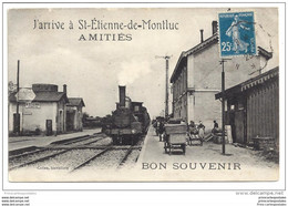 CPA 44 J'arrive à Saint Etienne De MontLuc Amitiés Bon Souvenir La Gare Et Le Train - Saint Etienne De Montluc