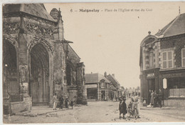 Maignelay  60  La Place De L'Eglise Et La Rue Du Guè Tres Tres Animées Et Mercerie JOUIN - Maignelay Montigny