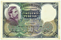 ESPAÑA - 50 Pesetas - 25.04.1931 - Pick 82 - Eduardo Rosales - II Republica - 50 Pesetas