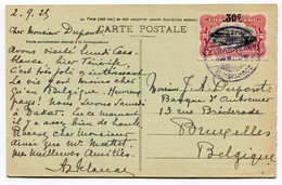 RC 19871 CONGO BELGE 1925 COURRIER DE HAUTE MER PAQUEBOT SUR CARTE DE DAKAR SENEGAL POUR LA BELGIQUE - Lettres & Documents