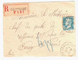 DAMPMART Seine Et Marne Lettre Recommandée 1,50F Pasteur Yv 181 Ob 1929 Cercle Pointillé Lautier B4 - Covers & Documents