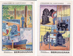 2 FICHES L'INDUSTRIE DU CAOUTCHOUC - BERGOUGNAN - Collections