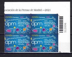 ESPAÑA 2021 ** MNH ED. 5451 125 ANIV. ASOCIACION PRENSA DE MADRID BL.4 - Nuevos