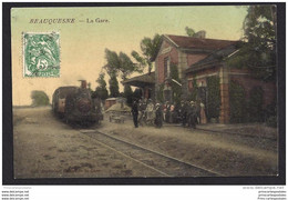 CPA 80 Beauquesne La Gare Et Le Train Tramway Ligne De Doullens à Albert - Beauquesne