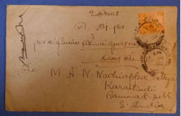 512 MALAISIE LETTRE MALAYA 1922 KUALA LUMPUR POUR L INDE + CACHETS A VOIR - Malayan Postal Union