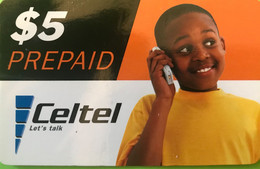 ZAMBIE  -  Prepaid  - Celtel - Youg Man With Phone  -  $ 5 - Zambia