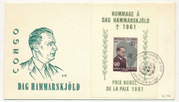 CONGO => Env. FDC => Hommage à Dag HAMMARSKJÖLD - Bloc Feuillet 25F - 20/1/1962 - FDC