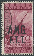 1947 TRIESTE A USATO POSTA AEREA RADIO 10 LIRE - CZ34-10 - Poste Aérienne