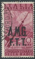 1947 TRIESTE A USATO POSTA AEREA RADIO 10 LIRE - CZ34-10 - Correo Aéreo