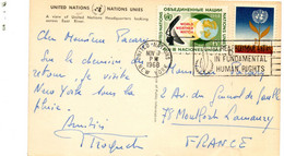 United Nations. Nations Unies. TP N° 122 Et 182 Sur Carte Pour La France 1956. - Lettres & Documents