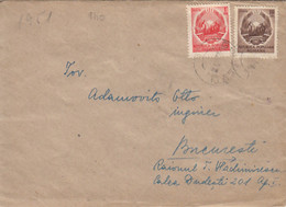 REPUBLIC COAT OF ARMS, STAMPS ON COVER, 1951, ROMANIA - Covers & Documents