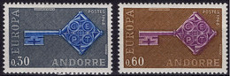 ANDORRE Poste 188 189 ** MNH EUROPA CEPT 1967 Engrenage (CV 35 €) - Autres & Non Classés