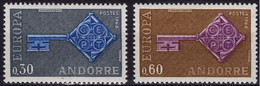 ANDORRE Poste 188 189 ** MNH EUROPA CEPT 1967 Engrenage (CV 35 €) - Otros & Sin Clasificación