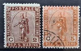 SAN MARINO 1899 - Canceled/MLH - Sc# 32, 34 - 2c 5c - Usati