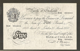 Royaume-Uni De Grande-Bretagne, 5 Pounds, 1950 - 5 Pounds