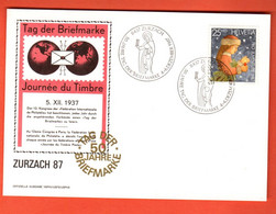 ZIF-21 CM  Zurzach AG 1987, Tag Der Briefmfarke. Carte-Maximum-Karte 5. Dez. 1987 Pro Juventute Briefmarke.Gross Format - Zurzach