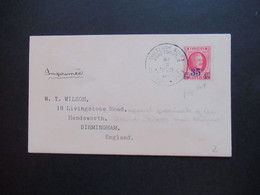 Belgien 1929 Stempel Schiffspost Paquebot / Ostende - Dover Paketbooten Drucksache Nach Birmingham - Covers & Documents