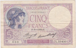 Billet De 5 Francs De 1933 - 5 F 1917-1940 ''Violet''