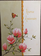 Cpm De 1974, Heureux Anniversaire, Illustration Fleurs Et Papillon,édition ZPB (ou PZB), N° 2642, écrite - Birthday