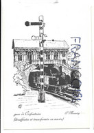 Gare De Cerfontaine. Train à Vapeur. Dessin De P. Meeuwig. - Cerfontaine