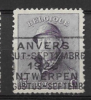 OBP169 Met Langstempel Antwerpen Augustus-September - 1919-1920 Trench Helmet