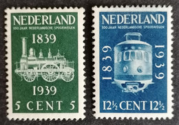Nederland/Netherlands - Nrs. 325 + 326 (postfris Met Plakker) 100 Jaar Spoorwegen 1939 - Autres & Non Classés