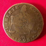 France République Françoise. Balances. 1 Sol. 1793 L'an II AA. Diam. 33 Mm - 1792-1804 Erste Französische Republik