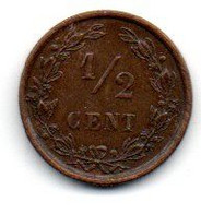 Pays -Bas -  1/2 Cent  1891 -TTB - Sin Clasificación