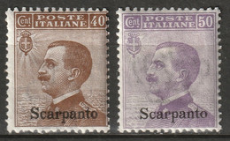 Italy Aegean Scarpanto 1912 Sc 7-8 Sa 6-7 MH* Some Crazed Gum - Egée (Scarpanto)