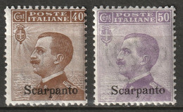 Italy Aegean Scarpanto 1912 Sc 7-8 Sa 6-7 MH* Some Crazed Gum - Aegean (Scarpanto)