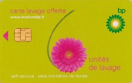 # Carte A Puce Portemonnaie  Lavage BP - Fleur - Vert - 6u - Puce1? - Offerte Non Gratté - Tres Bon Etat - - Car Wash Cards